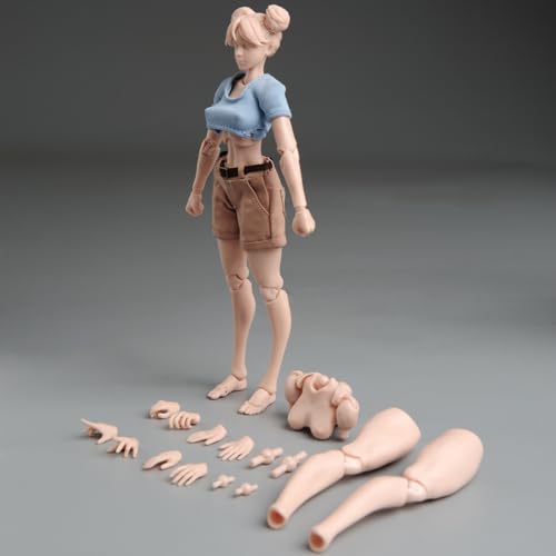 LFWDOCN 1/12 Scale weiblich ActionFigurn Body 6inch Super Flexible Girl Figur Body Doll with Kopf & Replaceable Chest Legs Accessory Model Collection(Pale Skin) von LFWDOCN