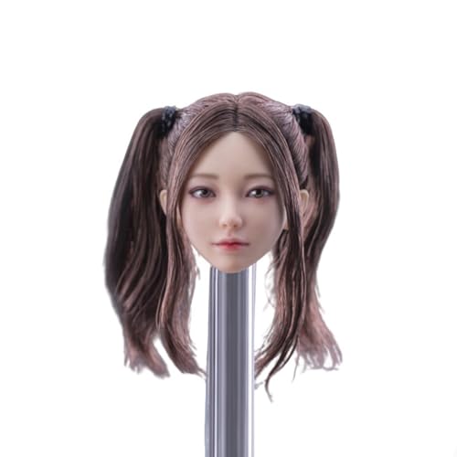 LFWDOCN 1/6 Scale Female Action Figures Head Miniature Head Model Asian BeautyThe Girl Next Door Mandy Kopfure Fit for 12 Inch Military Body (Black Double Ponytail B) von LFWDOCN