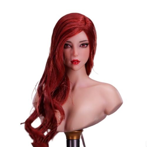 LFWDOCN 1/6 Scale Female Action Figures Head YMT084 Miniature Asian Girl Head Fit for 12 Inch Military Body Model Collectible (Red Long Hair) von LFWDOCN