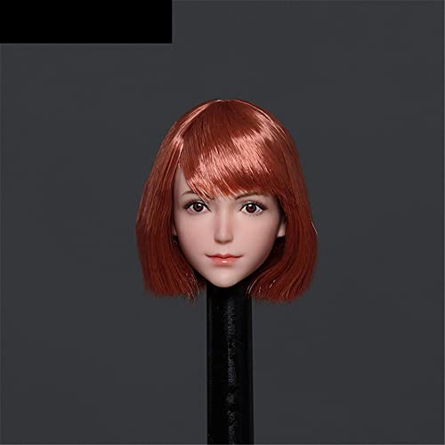 LFWDOCN 1/6 Scale Female Head Sculpt, Pale Skin Sweet Anime Girl Head Carved for 12 Inch Female Seamless Action Figure Body Collection (Short Orange Hair) von LFWDOCN