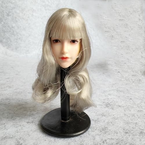 LFWDOCN 1/6 Scale Female Head Sculpt Pale Skin Silver Hair Girl Head Carved for 12inch Action Figure Body Doll von LFWDOCN