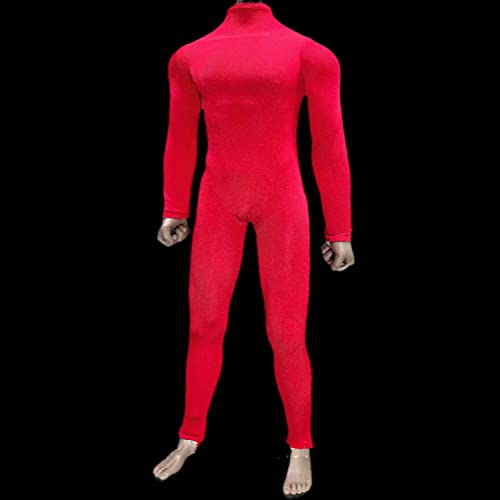 LFWDOCN 1/6 Scale Male Clothes, Men's Stretch Bodysuit Jumpsuit Tights Clothing for 12 Inch Action Figure Body (Red Uncover Foot Version) von LFWDOCN