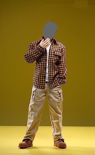 LFWDOCN 1/6 Scale Male Clothing, Shirt with Stripes and Checked Pattern, Casual Trousers, Costume Outfit, Clothing for 12 Inch Male Action Figure Body (1 x Yellow Check Pattern Shirt) von LFWDOCN