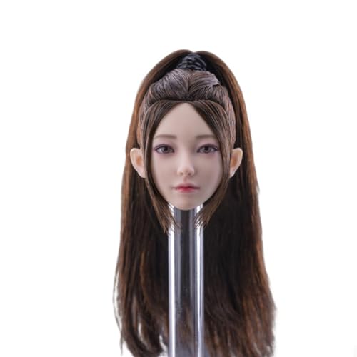 LFWDOCN 1/6 Scale weiblich ActionFigurn Kopf Miniature Kopf Model Asian BeautyThe Girl Next Door Mandy kopfure Fit for 12 inch militär Body(Black High Ponytail C) von LFWDOCN