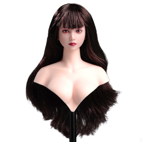 LFWDOCN 1/6 Scale weiblich militär Kopf I8-H003 Miniature Figur Eyes Are Movable Beauty Asia Girl Planted Hair Kopf Carved Model fit 12inch PH TBL JO ActionFigurn Body(Black Bangs) von LFWDOCN