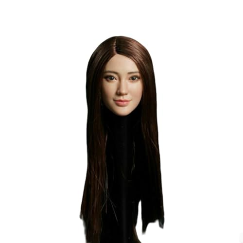 LFWDOCN SDH022 1/6 Scale weiblich militär Kopf Miniature Figur Collectible Beauty Asia Girl Planted Hair Kopf Carved Model fit 12inch PH TBL JO ActionFigurn Body(Brown Long Hair) von LFWDOCN
