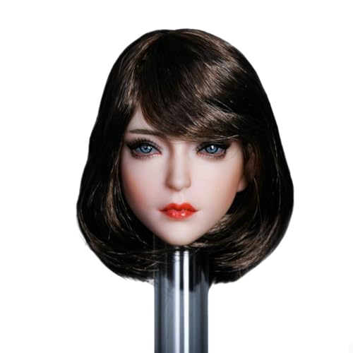 LFWDOCN YMT049 1/6 Scale Female Military Head Asian Beautiful Girl Cheng Hair Transplant Head Carved Model Fit for 12 Inch PH TBL JO Action Figures Body (Brown Curly Hair) von LFWDOCN