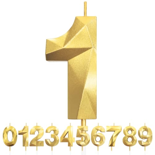 Geburtstagskerzen Zahlen 1, 5cm 3D Gold Geburtstagskerzen, Kerzen Geburtstag, Zahlenförmige Kerze, Tortendeko Geburtstag für Geburtstag Party, Hochzeiten, Jubiläen, Birthday Candle Nummer 1 Geburtstagskerzen Zahlen 1, 5cm 3D Gold Geburtstagskerzen, Kerzen Geburtstag, Zahlenförmige Kerze, Tortendeko Geburtstag für Geburtstag Party, Hochzeiten, Jubiläen, Birthday Candle Nummer 1 von LFWZRY