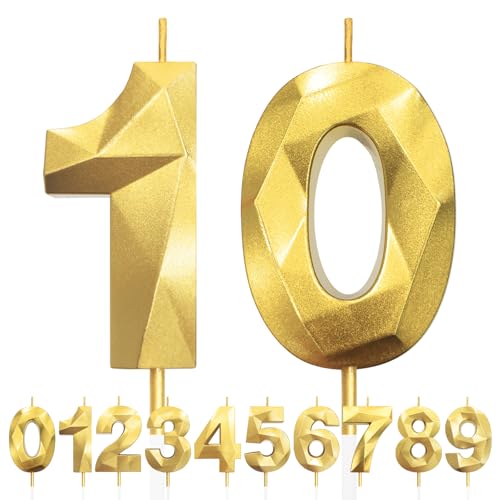 Geburtstagskerzen Zahlen 10, 5cm 3D Gold Geburtstagskerzen, Kerzen Geburtstag, Zahlenförmige Kerze, Tortendeko Geburtstag für Geburtstag Party, Hochzeiten, Jubiläen, Birthday Candle Nummer 10 Geburtstagskerzen Zahlen 10, 5cm 3D Gold Geburtstagskerzen, Kerzen Geburtstag, Zahlenförmige Kerze, Tortendeko Geburtstag für Geburtstag Party, Hochzeiten, Jubiläen, Birthday Candle Nummer 10 von LFWZRY