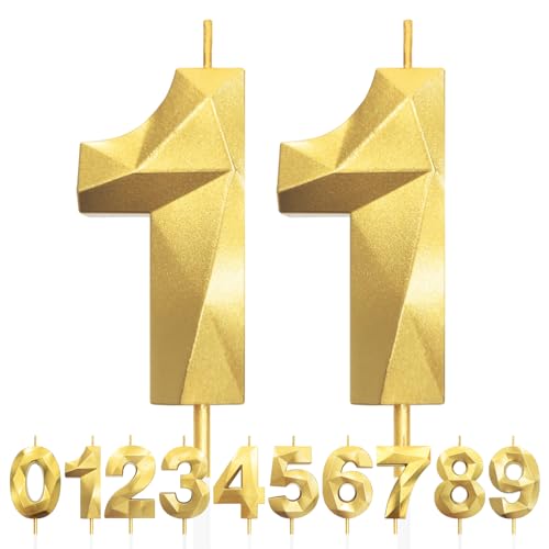 Geburtstagskerzen Zahlen 11, 5cm 3D Gold Geburtstagskerzen, Kerzen Geburtstag, Zahlenförmige Kerze, Tortendeko Geburtstag für Geburtstag Party, Hochzeiten, Jubiläen, Birthday Candle Nummer 11 Geburtstagskerzen Zahlen 11, 5cm 3D Gold Geburtstagskerzen, Kerzen Geburtstag, Zahlenförmige Kerze, Tortendeko Geburtstag für Geburtstag Party, Hochzeiten, Jubiläen, Birthday Candle Nummer 11 von LFWZRY