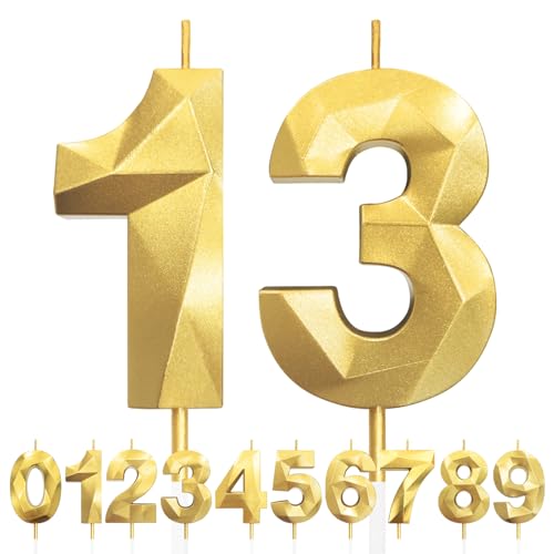 Geburtstagskerzen Zahlen 13, 5cm 3D Gold Geburtstagskerzen, Kerzen Geburtstag, Zahlenförmige Kerze, Tortendeko Geburtstag für Geburtstag Party, Hochzeiten, Jubiläen, Birthday Candle Nummer 13 Geburtstagskerzen Zahlen 13, 5cm 3D Gold Geburtstagskerzen, Kerzen Geburtstag, Zahlenförmige Kerze, Tortendeko Geburtstag für Geburtstag Party, Hochzeiten, Jubiläen, Birthday Candle Nummer 13 von LFWZRY