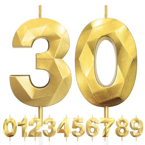 Geburtstagskerzen Zahlen 30, 5cm 3D Gold Geburtstagskerzen, Kerzen Geburtstag, Zahlenförmige Kerze, Tortendeko Geburtstag für Geburtstag Party, Hochzeiten, Jubiläen, Birthday Candle Nummer 30 Geburtstagskerzen Zahlen 30, 5cm 3D Gold Geburtstagskerzen, Kerzen Geburtstag, Zahlenförmige Kerze, Tortendeko Geburtstag für Geburtstag Party, Hochzeiten, Jubiläen, Birthday Candle Nummer 30 von LFWZRY