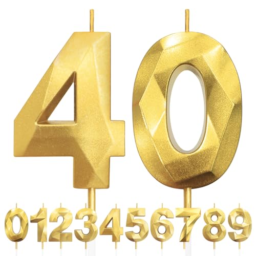 Geburtstagskerzen Zahlen 40, 5cm 3D Gold Geburtstagskerzen, Kerzen Geburtstag, Zahlenförmige Kerze, Tortendeko Geburtstag für Geburtstag Party, Hochzeiten, Jubiläen, Birthday Candle Nummer 40 Geburtstagskerzen Zahlen 40, 5cm 3D Gold Geburtstagskerzen, Kerzen Geburtstag, Zahlenförmige Kerze, Tortendeko Geburtstag für Geburtstag Party, Hochzeiten, Jubiläen, Birthday Candle Nummer 40 von LFWZRY