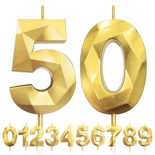 Geburtstagskerzen Zahlen 50, 5cm 3D Gold Geburtstagskerzen, Kerzen Geburtstag, Zahlenförmige Kerze, Tortendeko Geburtstag für Geburtstag Party, Hochzeiten, Jubiläen, Birthday Candle Nummer 50 Geburtstagskerzen Zahlen 50, 5cm 3D Gold Geburtstagskerzen, Kerzen Geburtstag, Zahlenförmige Kerze, Tortendeko Geburtstag für Geburtstag Party, Hochzeiten, Jubiläen, Birthday Candle Nummer 50 von LFWZRY