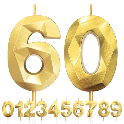 Geburtstagskerzen Zahlen 60, 5cm 3D Gold Geburtstagskerzen, Kerzen Geburtstag, Zahlenförmige Kerze, Tortendeko Geburtstag für Geburtstag Party, Hochzeiten, Jubiläen, Birthday Candle Nummer 60 Geburtstagskerzen Zahlen 60, 5cm 3D Gold Geburtstagskerzen, Kerzen Geburtstag, Zahlenförmige Kerze, Tortendeko Geburtstag für Geburtstag Party, Hochzeiten, Jubiläen, Birthday Candle Nummer 60 von LFWZRY