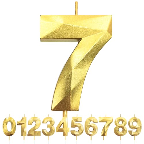 Geburtstagskerzen Zahlen 7, 5cm 3D Gold Geburtstagskerzen, Kerzen Geburtstag, Zahlenförmige Kerze, Tortendeko Geburtstag für Geburtstag Party, Hochzeiten, Jubiläen, Birthday Candle Nummer 7 Geburtstagskerzen Zahlen 7, 5cm 3D Gold Geburtstagskerzen, Kerzen Geburtstag, Zahlenförmige Kerze, Tortendeko Geburtstag für Geburtstag Party, Hochzeiten, Jubiläen, Birthday Candle Nummer 7 von LFWZRY