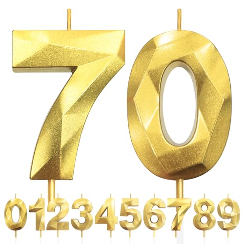 Geburtstagskerzen Zahlen 70, 5cm 3D Gold Geburtstagskerzen, Kerzen Geburtstag, Zahlenförmige Kerze, Tortendeko Geburtstag für Geburtstag Party, Hochzeiten, Jubiläen, Birthday Candle Nummer 70 Geburtstagskerzen Zahlen 70, 5cm 3D Gold Geburtstagskerzen, Kerzen Geburtstag, Zahlenförmige Kerze, Tortendeko Geburtstag für Geburtstag Party, Hochzeiten, Jubiläen, Birthday Candle Nummer 70 von LFWZRY