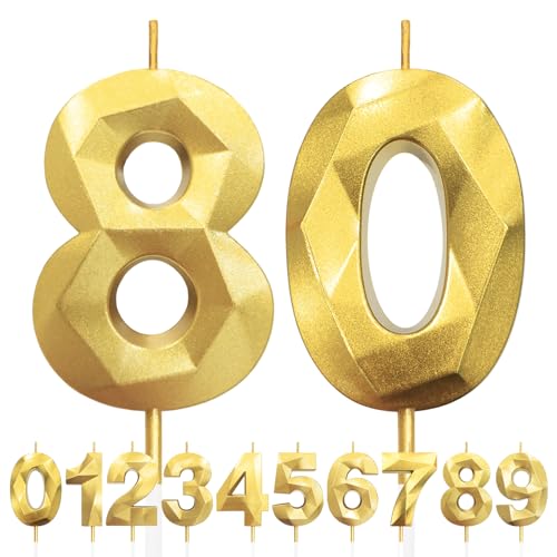 Geburtstagskerzen Zahlen 80, 5cm 3D Gold Geburtstagskerzen, Kerzen Geburtstag, Zahlenförmige Kerze, Tortendeko Geburtstag für Geburtstag Party, Hochzeiten, Jubiläen, Birthday Candle Nummer 80 Geburtstagskerzen Zahlen 80, 5cm 3D Gold Geburtstagskerzen, Kerzen Geburtstag, Zahlenförmige Kerze, Tortendeko Geburtstag für Geburtstag Party, Hochzeiten, Jubiläen, Birthday Candle Nummer 80 von LFWZRY