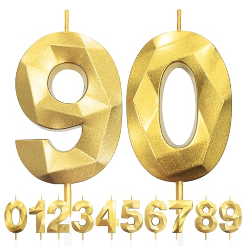 Geburtstagskerzen Zahlen 90, 5cm 3D Gold Geburtstagskerzen, Kerzen Geburtstag, Zahlenförmige Kerze, Tortendeko Geburtstag für Geburtstag Party, Hochzeiten, Jubiläen, Birthday Candle Nummer 90 Geburtstagskerzen Zahlen 90, 5cm 3D Gold Geburtstagskerzen, Kerzen Geburtstag, Zahlenförmige Kerze, Tortendeko Geburtstag für Geburtstag Party, Hochzeiten, Jubiläen, Birthday Candle Nummer 90 von LFWZRY