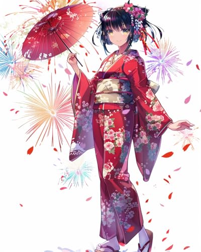 LFYNIORS Kreuzstich Set Erwachsene Anime-Kimono-Mädchen 14Ct Diy Vorgedruckt Stickbilder Stickset Handwerk Home Decor Starter-Set Für Wandkunst-Heimdekoration 40x50cm von LFYNIORS