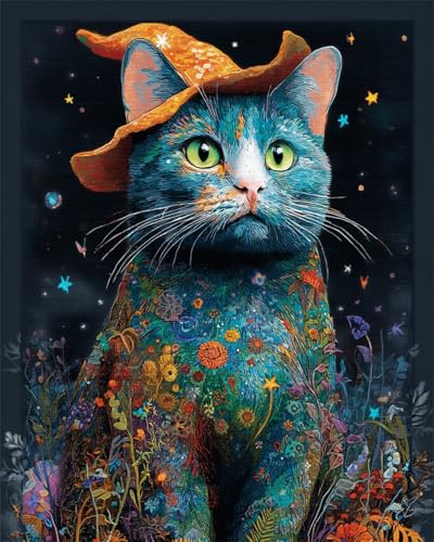 LFYNIORS Kreuzstich Set Vorgedruckt Anfänger Cartoon-Katze-Tier 14Ct Stickpackung Komplette Vorgedruckter Stick-Starter-Sets Stickset Stoff Diy Handarbeiten 30x40cm von LFYNIORS