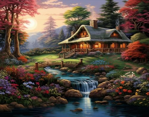 LFYNIORS Kreuzstich Set Vorgedruckt Anfänger Waldhüttenlandschaft 14Ct Diy Stickset Gestempelte Kreuzstich-Kits Handarbeiten Muster Für Anfänger Home Decor 50x70cm LFYNIORS Kreuzstich Set Vorgedruckt Anfänger Waldhüttenlandschaft 14Ct Diy Stickset Gestempelte Kreuzstich-Kits Handarbeiten Muster Für Anfänger Home Decor 50x70cm von LFYNIORS
