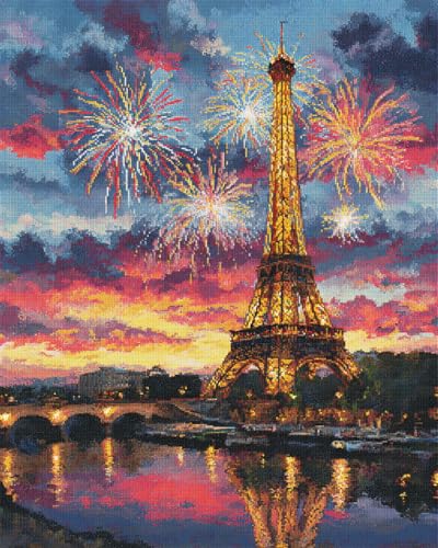 LFYNIORS Sticken Set Erwachsene Anfänger Kreuzstich Stadtstraßenturmlandschaft 14Ct Diy Vorgedruckt Stickbilder Stickset Handwerk Home Decor Starter-Set Für Wandkunst-Heimdekoration 40x50cm von LFYNIORS