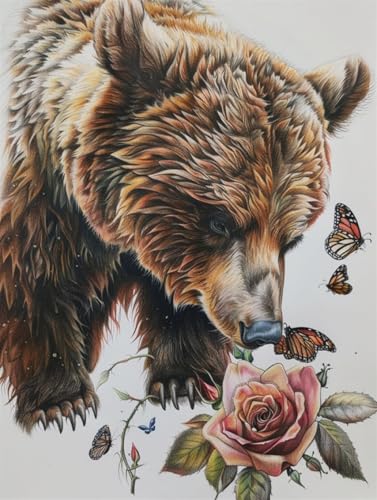 LFYNIORS Vorbedruckte Kreuzstich-Sets Bärentier Und Rosenblumen 14Ct Diy Vorgedruckt Stickbilder Stickset Handwerk Home Decor Starter-Set Für Wandkunst-Heimdekoration 80x100cm LFYNIORS Vorbedruckte Kreuzstich-Sets Bärentier Und Rosenblumen 14Ct Diy Vorgedruckt Stickbilder Stickset Handwerk Home Decor Starter-Set Für Wandkunst-Heimdekoration 80x100cm von LFYNIORS
