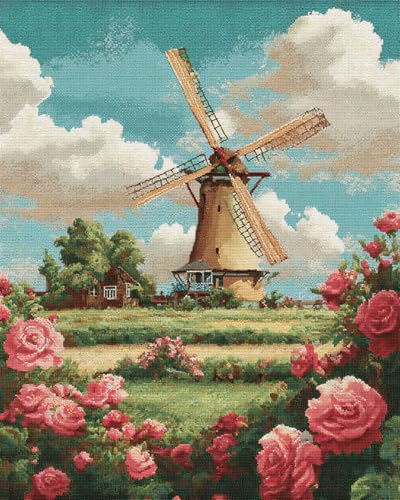 LFYNIORS Vorbedruckte Kreuzstich-Sets Retro-Windmühle Und Blumenlandschaft 14Ct Diy Vorgedruckt Stickbilder Stickset Handwerk Home Decor Starter-Set Für Wandkunst-Heimdekoration 80x100cm LFYNIORS Vorbedruckte Kreuzstich-Sets Retro-Windmühle Und Blumenlandschaft 14Ct Diy Vorgedruckt Stickbilder Stickset Handwerk Home Decor Starter-Set Für Wandkunst-Heimdekoration 80x100cm von LFYNIORS