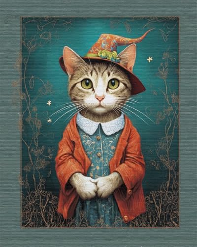 LFYNIORS Zählbare Kreuzstich-Sets Fantasie Katze Tier 14Ct Stickpackung Komplette Vorgedruckter Stick-Starter-Sets Stickset Stoff Diy Handarbeiten 60x80cm von LFYNIORS