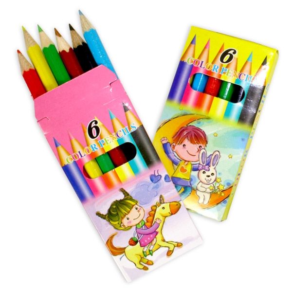 Buntstifte 6er Set zum Malen & Ausmalen, 6 Holzbuntstifte, 9 cm von LG-Imports