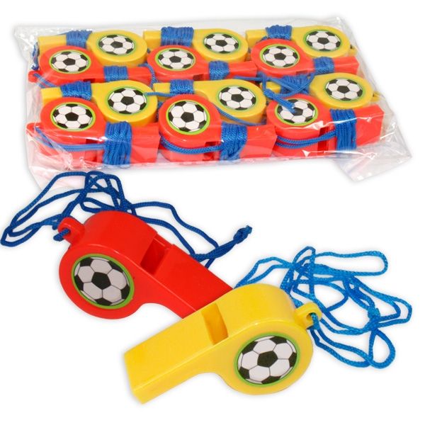 Fussball-Pfeifen im 12er Pack, Mitgebsel zum Kindergeburtstag von LG-Imports