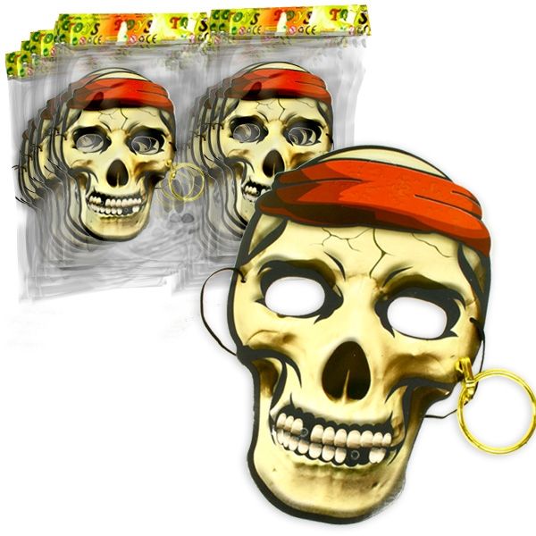 Großpack Piratenmasken für Kinder, 48&nbsp;Pappmasken mit Ohrring & Gummi von LG-Imports
