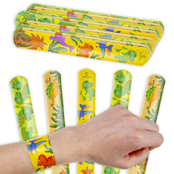 Großpack Schnapparmbänder Dinosaurier, 36 Stück, 22cm, Mitgebsel für Jungen