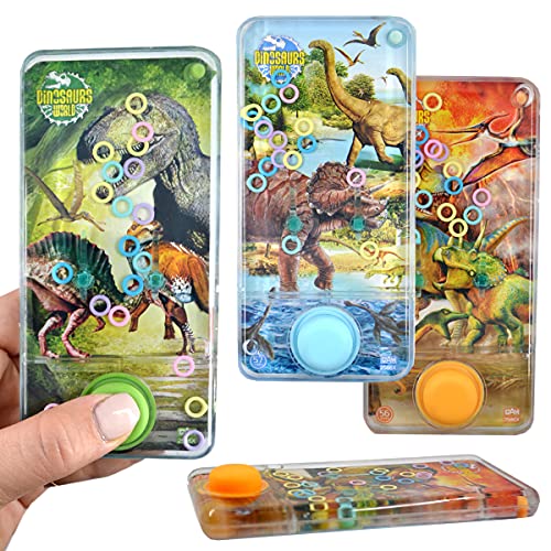 LG-Imports 3X Geduldsspiel Wasser Dinosaurier Ringe Kinder Wasserflipper Dino Bunt 16cm Mitgebsel von LG-Imports