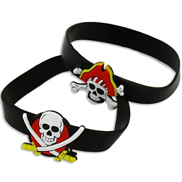 Piraten-Armband mit Totenkopf, Gummiarmband für Kinder, 1 Stück von LG-Imports