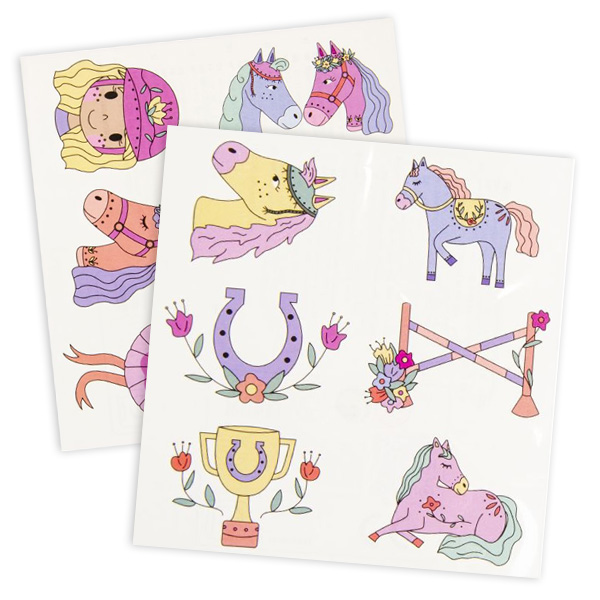 Tatookarte mit Pferdemotiven, 1 Karte mit 6 Tattoos, Kleingeschenk Kinder von LG-Imports