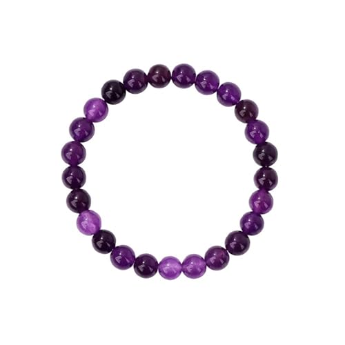 LGHLZGVF Armband Damen Heilung Stein Angst Natürliche Rosa Edelstein Elastische Perlen Strand Mentale Gesundheit Glück Geschenk Für Frauen-lila Glas-19cm von LGHLZGVF