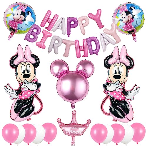 Minnie Geburtstag Deko Minnie Thema Party Dekoration Minnie Luftballons Kindergeburtstag Minnie Birthday Party Supplies Happy Birthday Ballons Banner Kinder Geburtstagsfeier von LGQHCE