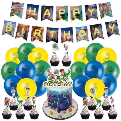 Toystorry Luftballons, 30 Stück Anime Geburtstag Luftballons Dekoration, Toystorry Thema Luftballons Dekoration Set Banner Cupcake Toppers Ballons Party Dekoration Zubehör von LGQHCE
