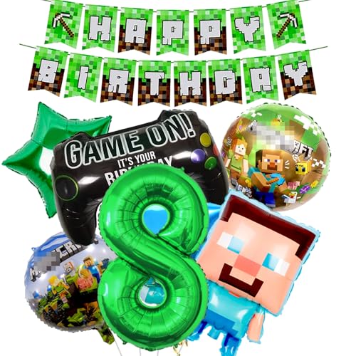 8. Geburtstag Dekorationen, Happy Birthday Luftballons Banner Folienballons für Jungen Geburtstag Party Supplies Gaming Thema Party Supplies Dekoration 8. Geburtstag Dekorationen, Happy Birthday Luftballons Banner Folienballons für Jungen Geburtstag Party Supplies Gaming Thema Party Supplies Dekoration von LGUZAKO
