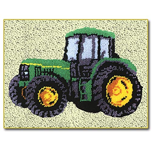 Knüpfteppich 3D Schlafender Traktorwagen Knüpfmatte Zum Selber Knüpfen Teppich Für Kinder, Erwachsene Oder Anfänger, Latch Hook Kits Child Rug,B,52 * 38cm/20 * 15in von LGWG