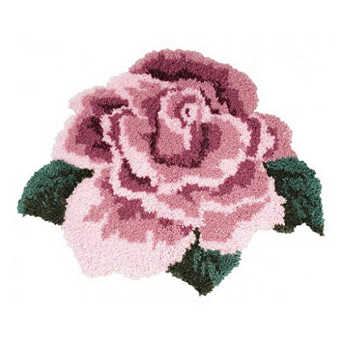 LGWG 3D Rosen Formteppich Knüpfteppich DIY Handarbeit Selbst Knüpfen Set Für Kinder Und Erwachsene Zum Selber Knüpfen,Flower,85 * 75cm/33 * 30 von LGWG