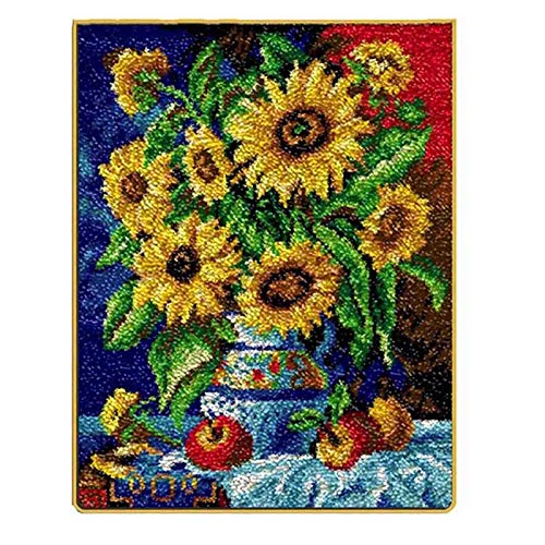 LGWG Knüpfset Knüpfteppich 3D Sonnenblume Knüpfmatte Zum Selber Knüpfen Teppich Für Kinder, Erwachsene Oder Anfänger,Sunflower,85cm*60cm/33 * 23 in von LGWG