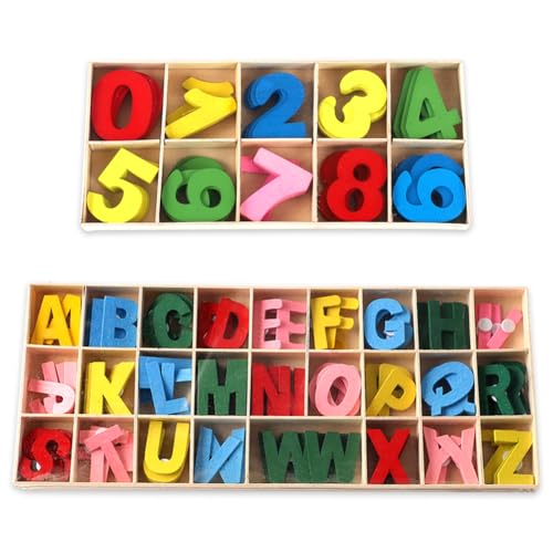 216 PCS Holzbuchstaben und Nummern,Holz Großbuchstaben,Bunte Holzbuchstaben Zahlen- mit Ablagefach für Kunsthandwerk DIY Hochzeit Display Dekor Wandkunst Dekor Kinderlerne von LGWJHCY