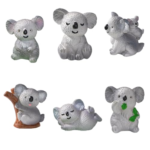 LGWJHCY Miniature KoalaCake Decoration, 6 Pieces KoalaAnimal Figures, KoalaAnimal Statue Children's Birthday Party Supplies Mini Animal Model Micro Landscape Ornament for Children Gifts von LGWJHCY