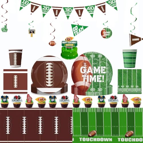LGWJHCY Rugby-Partygeschenk-Set, amerikanische Rugby-Party-Dekorationen, Sport-Themen-Handliches Geschirr, Sport-Spiel-Themen-Geburtstagszubehör für Partyzubehör, Kinderspiel-Geburtstagsdekorationen LGWJHCY Rugby-Partygeschenk-Set, amerikanische Rugby-Party-Dekorationen, Sport-Themen-Handliches Geschirr, Sport-Spiel-Themen-Geburtstagszubehör für Partyzubehör, Kinderspiel-Geburtstagsdekorationen von LGWJHCY