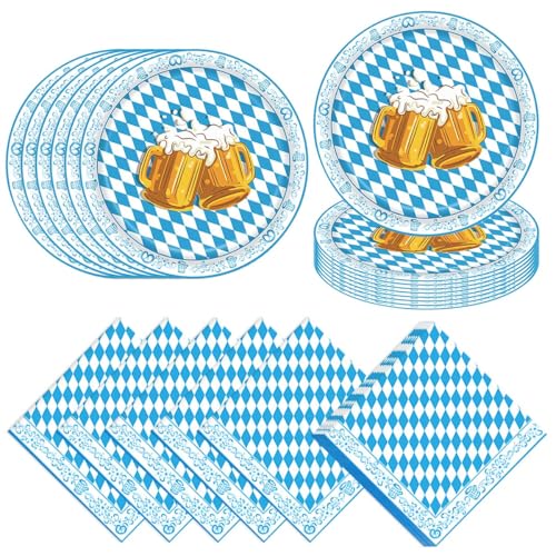 80 Stück Oktoberfest Tischdeko Set, Oktoberfest Geschirr Set und Bayern Servietten, Bayerische Papierteller Blau Weiß, Bayerische Partygeschirr für Oktoberfest Grillparty Bierfest Outdoor 80 Stück Oktoberfest Tischdeko Set, Oktoberfest Geschirr Set und Bayern Servietten, Bayerische Papierteller Blau Weiß, Bayerische Partygeschirr für Oktoberfest Grillparty Bierfest Outdoor von LGZIN