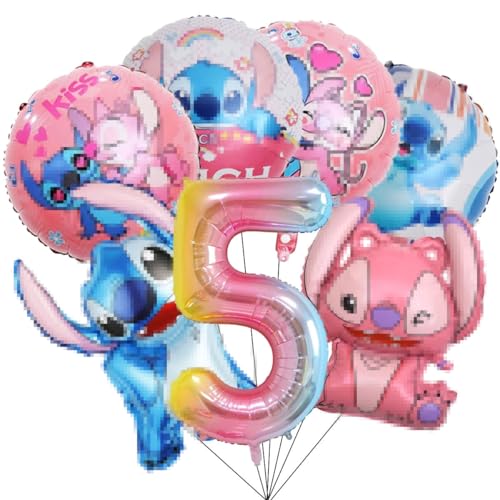 Geburtstag Party Set, 7 Stück Cartoon Geburtstag Luftballons, Folienballon Deko 5 Jahre, Kinder Geburtstag Luftballons Dekoration, Geburtstagsdeko für Jungen Mädchen von LGZIN