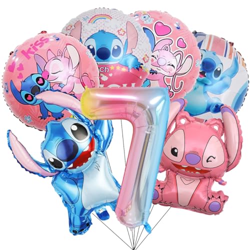 Geburtstag Party Set, 7 Stück Cartoon Geburtstag Luftballons, Folienballon Deko 7 Jahre, Kinder Geburtstag Luftballons Dekoration, Geburtstagsdeko für Jungen Mädchen von LGZIN